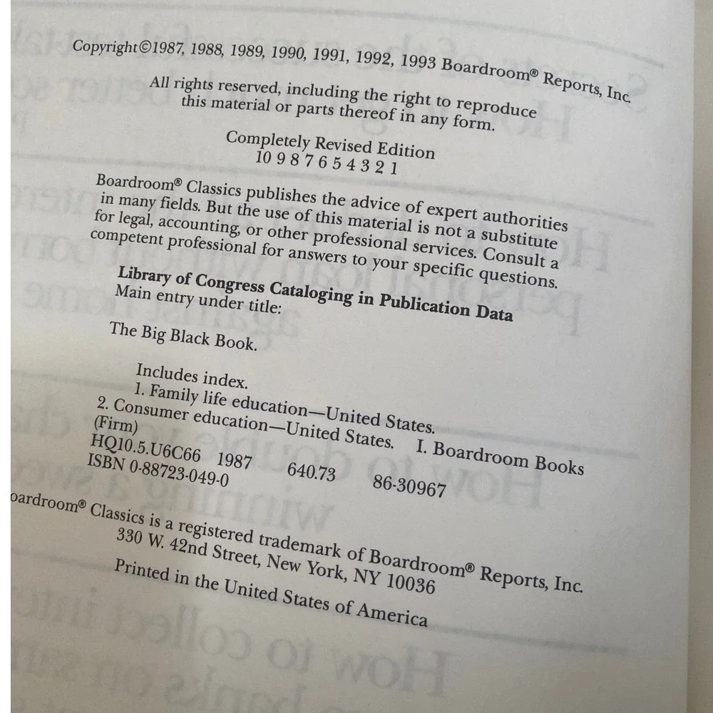 The Big Black Book Boardroom Classics Revised Edition Hardcover 1993‎